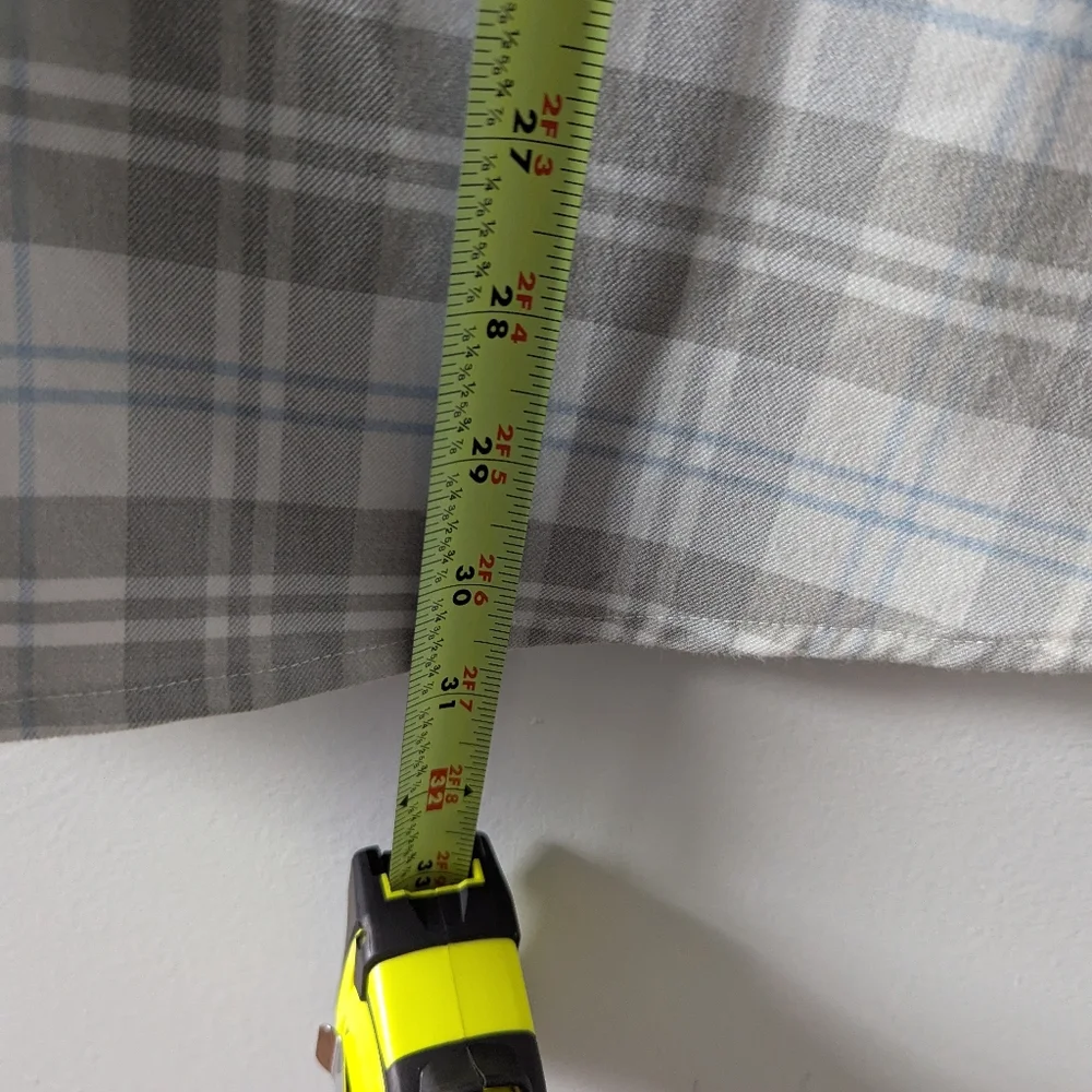 Poncho Men's Regular Fit Magnetic Pockets Flannel Shirt Size XL White/Gray/Blue - Picture 11 of 12